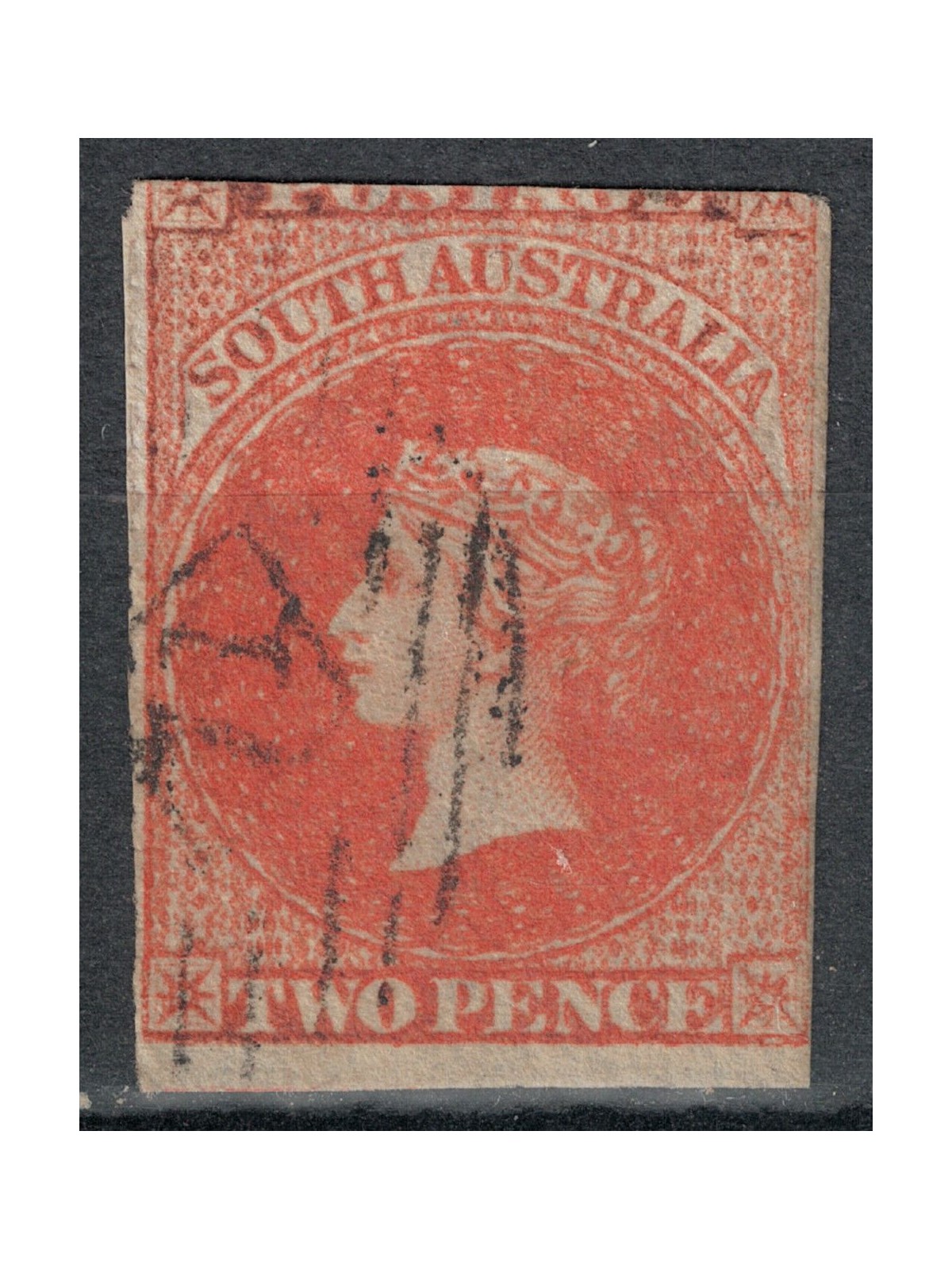SOUTH AUSTRALIA 1855 Effigy of Victoria, 2 Pence carmine red us