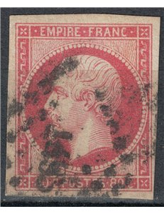 FRANCIA 1853-60 Effigie di Napoleone III, 80c rosa us