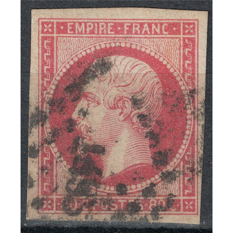 FRANCIA 1853-60 Effigie di Napoleone III, 80c rosa us