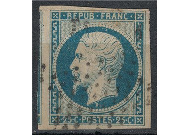 FRANCIA 1852 Effigie di Napoleone III, 25c azzurro us