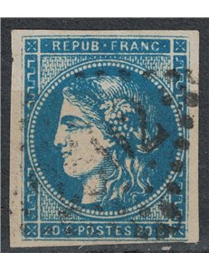 FRANCIA 1870-71 Cerere, 20c azzurro us