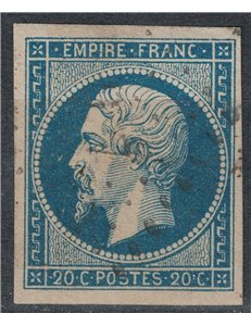 FRANCIA 1853-60 Effigie di Napoleone III, 20c azzurro us