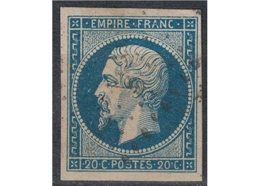 FRANCIA 1853-60 Effigie di Napoleone III, 20c azzurro us