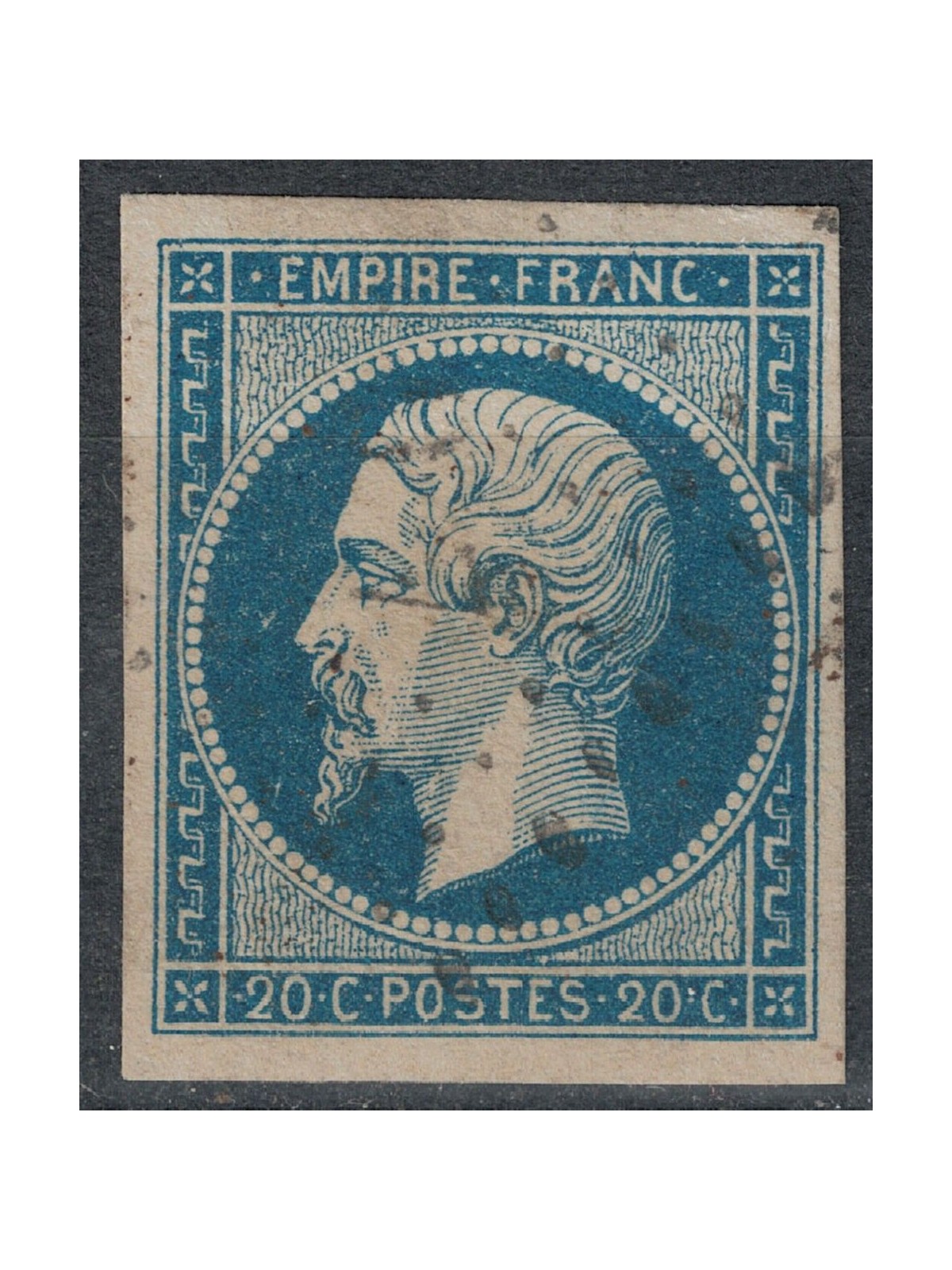 FRANCIA 1853-60 Effigie di Napoleone III, 20c azzurro us
