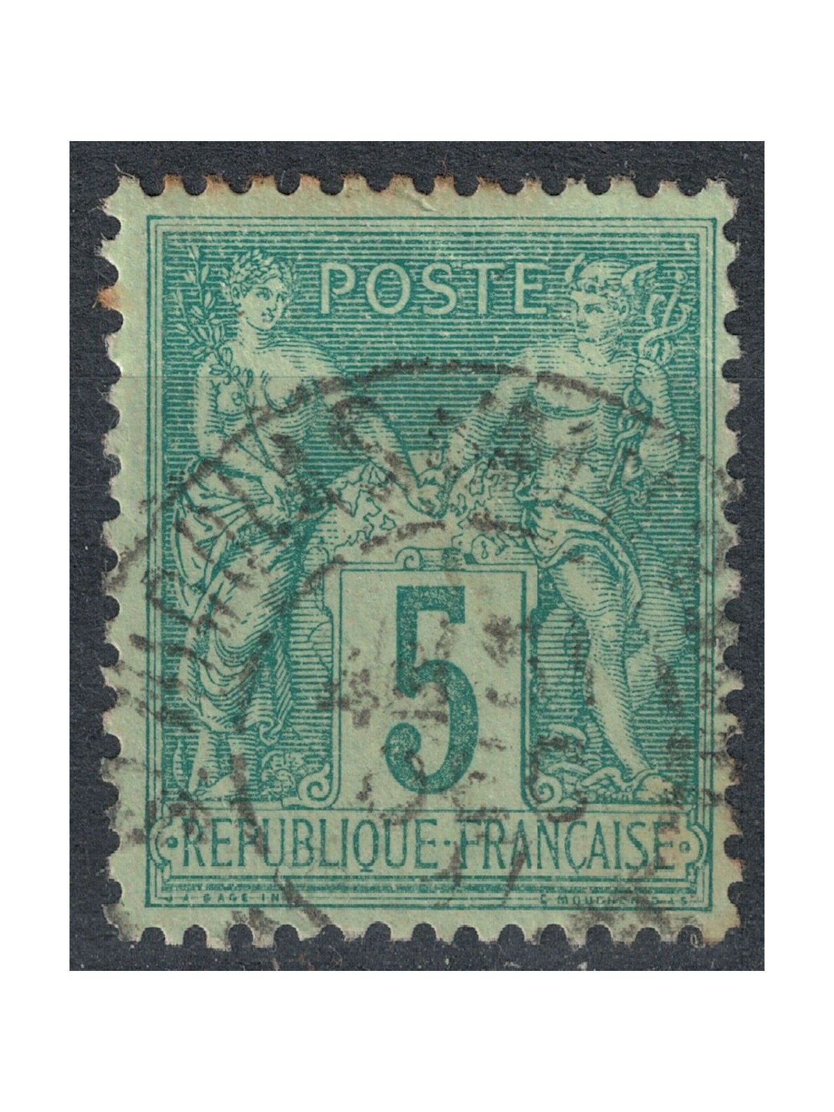 FRANCE 1876-81 Sage Type, 5c green II type us