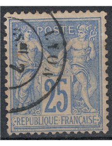 FRANCIA 1876-81 Tipo Sage, 25c oltremare II tipo us