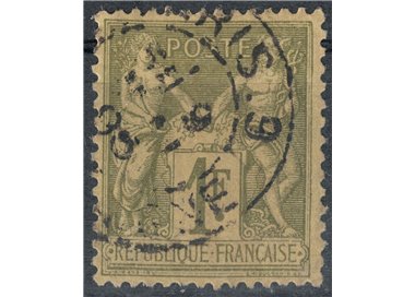 FRANCE 1876-81 Sage Type, 1f light olive green II type us