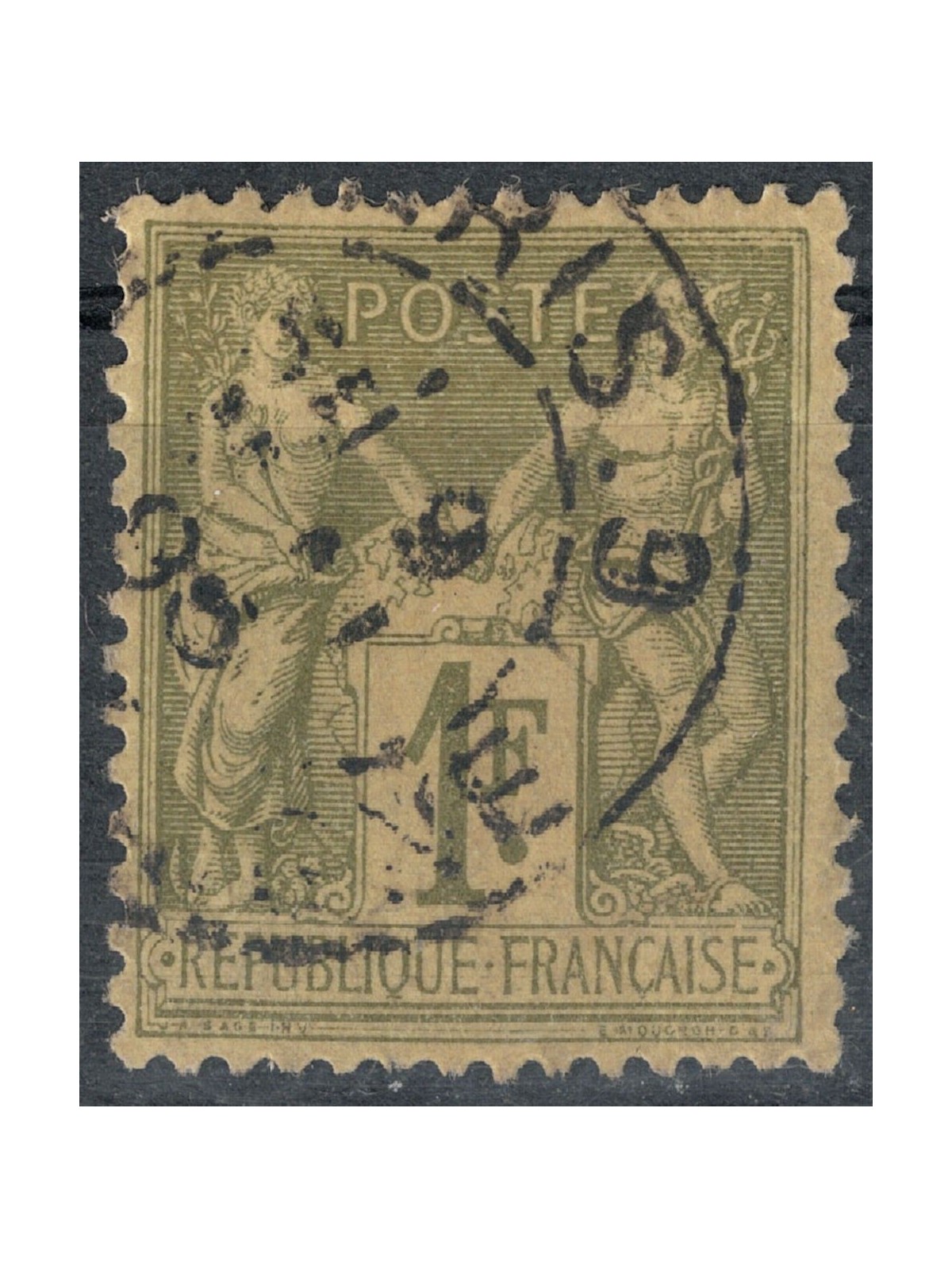 FRANCE 1876-81 Sage Type, 1f light olive green II type us