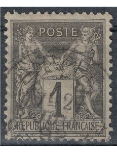 FRANCE 1877-80 Sage Type, 1c black us
