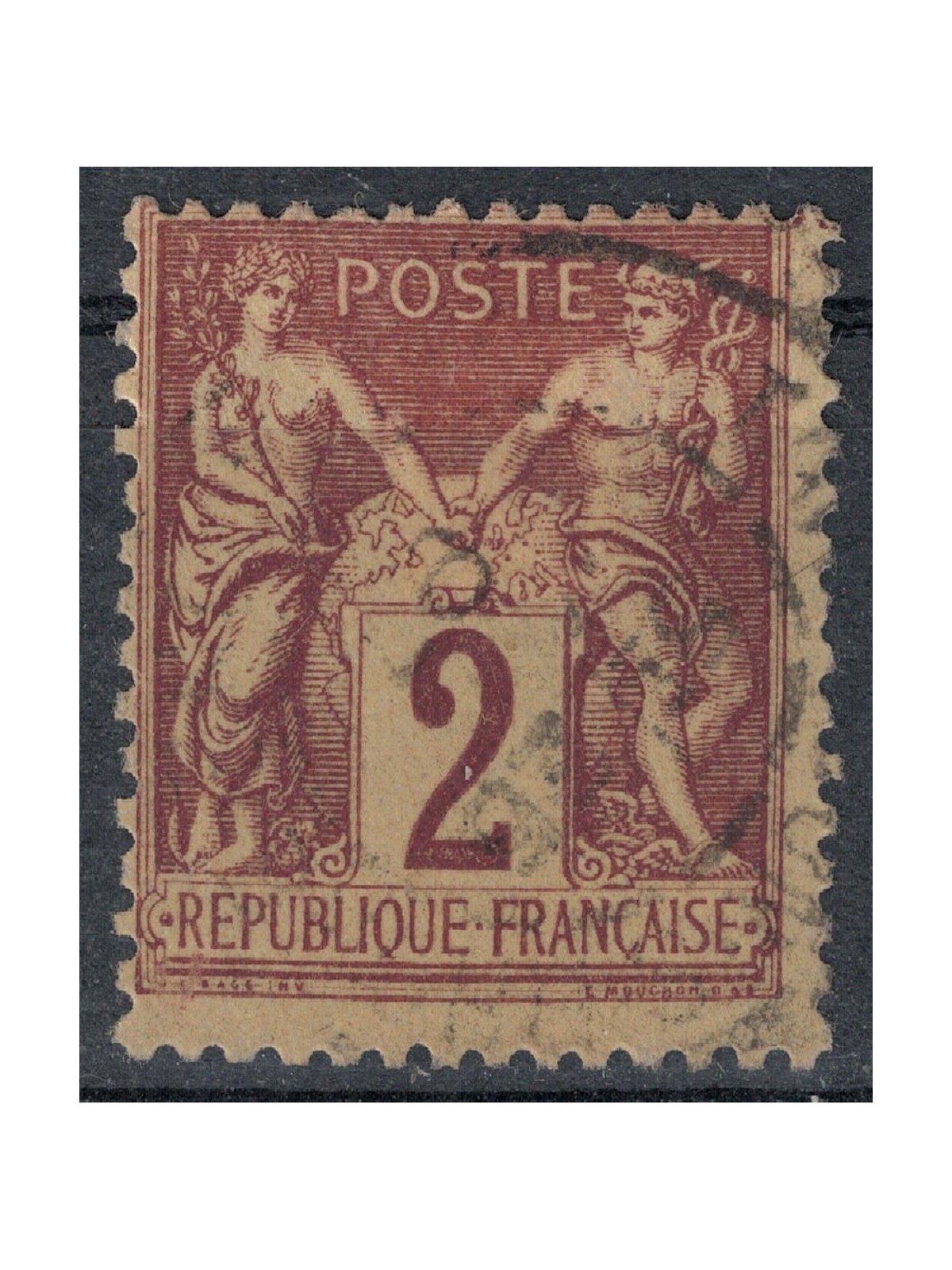 FRANCE 1877-80 Sage Type, 2c red brown us
