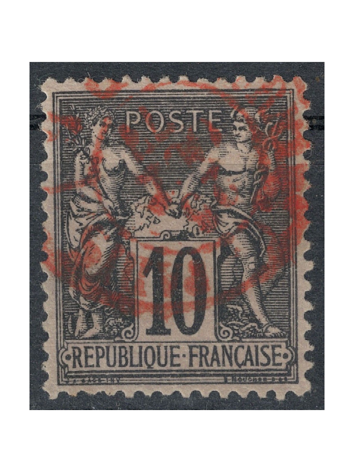 FRANCE 1877-80 Type Sage, 10c black on lilac us