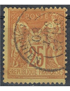 FRANCIA 1877-80 Tipo Sage, 25c giallo bistro us