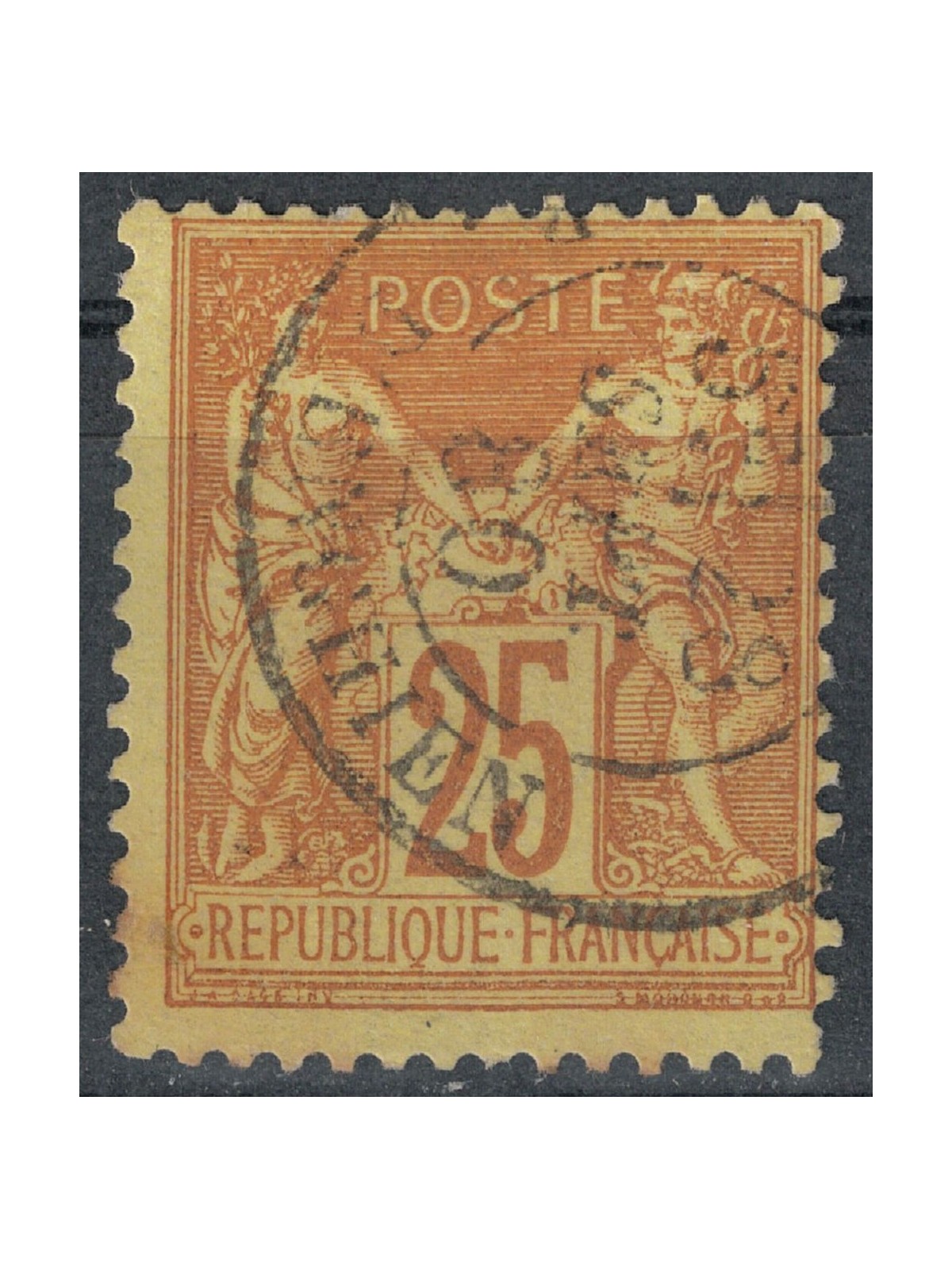 FRANCIA 1877-80 Tipo Sage, 25c giallo bistro us