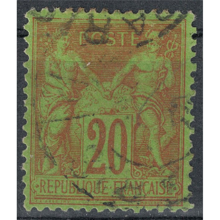 FRANCE 1884-90 Sage Type, 20c brick red on green us