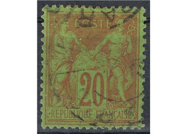 FRANCE 1884-90 Sage Type, 20c brick red on green us