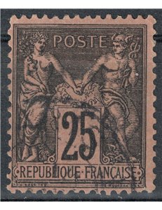 FRANCIA 1884-90 Tipo Sage, 25c nero su rosa us