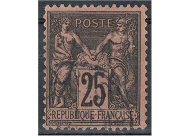 FRANCE 1884-90 Sage Type, 25c black on pink us