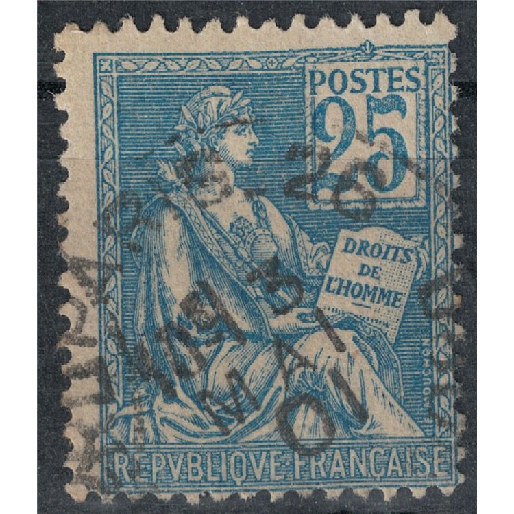 FRANCIA 1900-01 Allegoria, tipo Mouchon 25c azzurro us