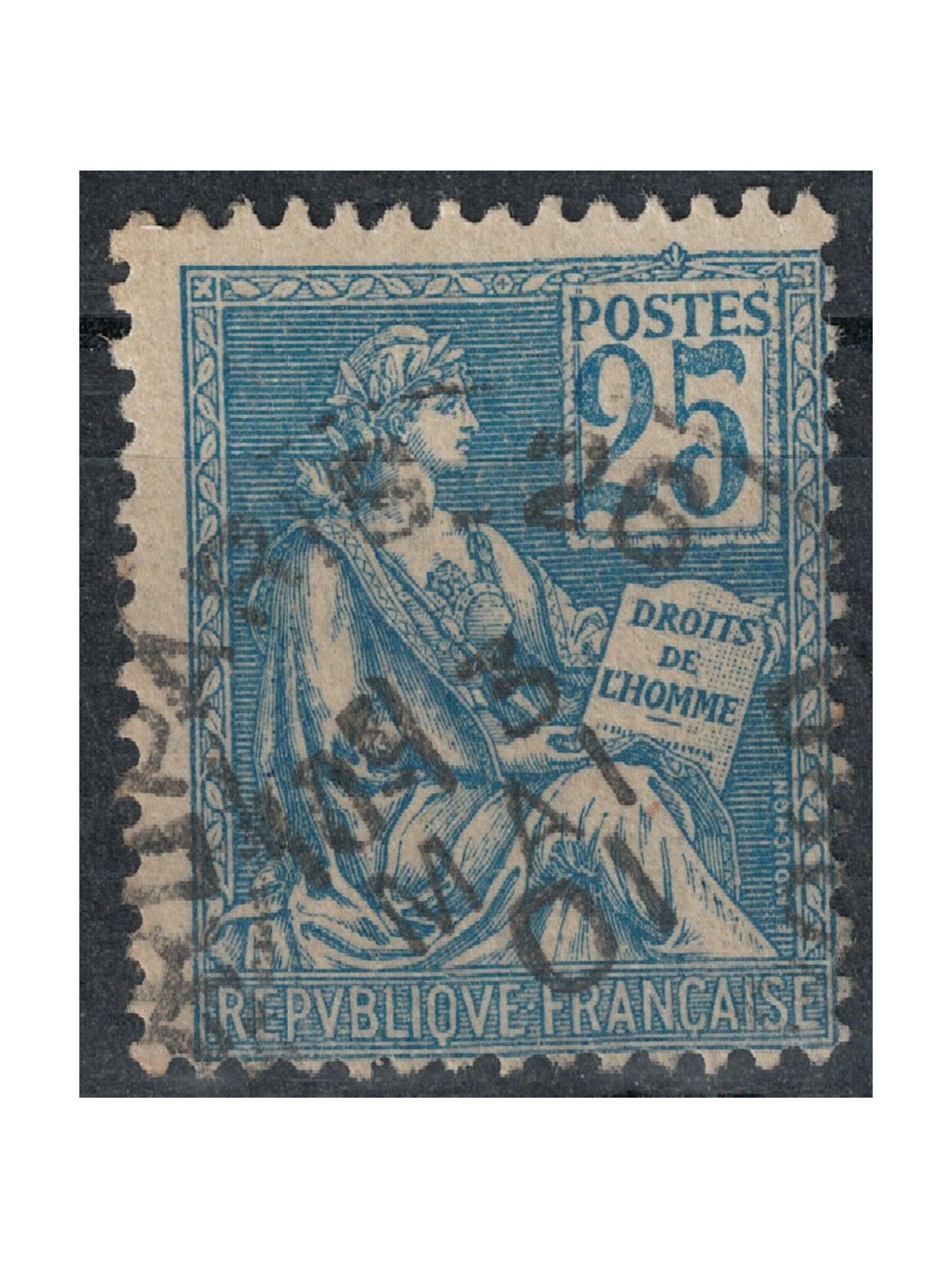 FRANCE 1900-01 Allegory, Mouchon type 25c blue us