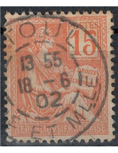FRANCIA 1900-01 Allegoria, tipo Mouchon II tipo 15c arancio us