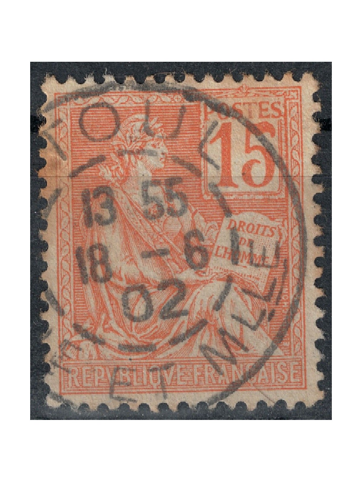 FRANCE 1900-01 Allegory, Mouchon II type 15c orange us