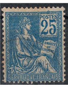 FRANCE 1900-01 Allegory, Mouchon II type 25c blue us