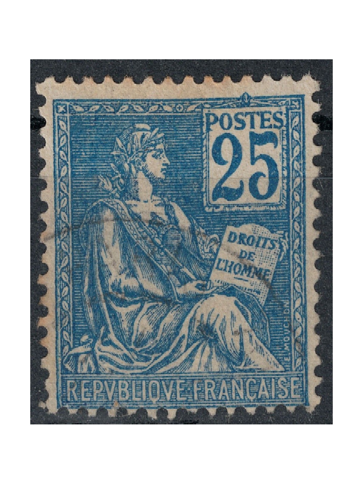 FRANCE 1900-01 Allegory, Mouchon II type 25c blue us