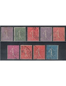 FRANCE 1924-26 Seeder on lined background 9v us