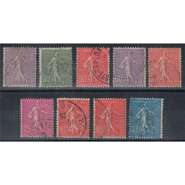 FRANCE 1924-26 Seeder on lined background 9v us