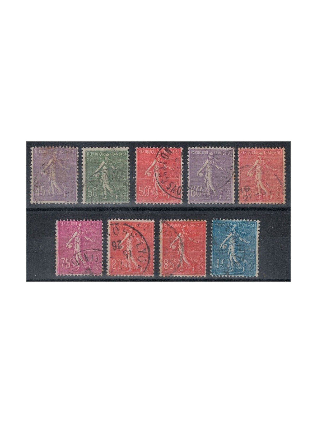 FRANCE 1924-26 Seeder on lined background 9v us