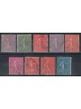 FRANCE 1924-26 Seeder on lined background 9v us