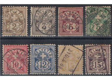 SWITZERLAND 1882-99 Number surmounted by a cross 8v us