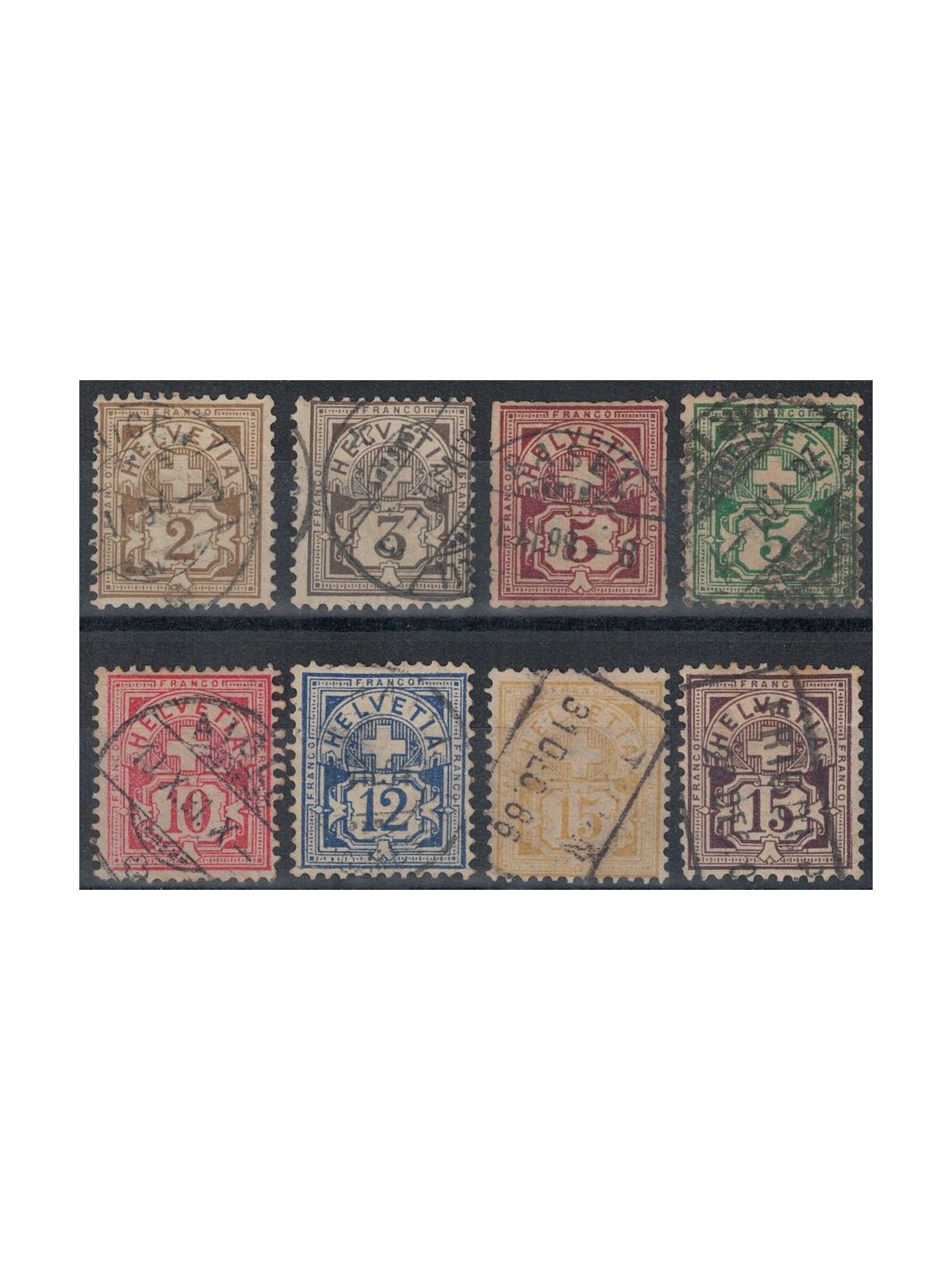 SVIZZERA 1882-99 Cifra sormontata da una croce 8v us