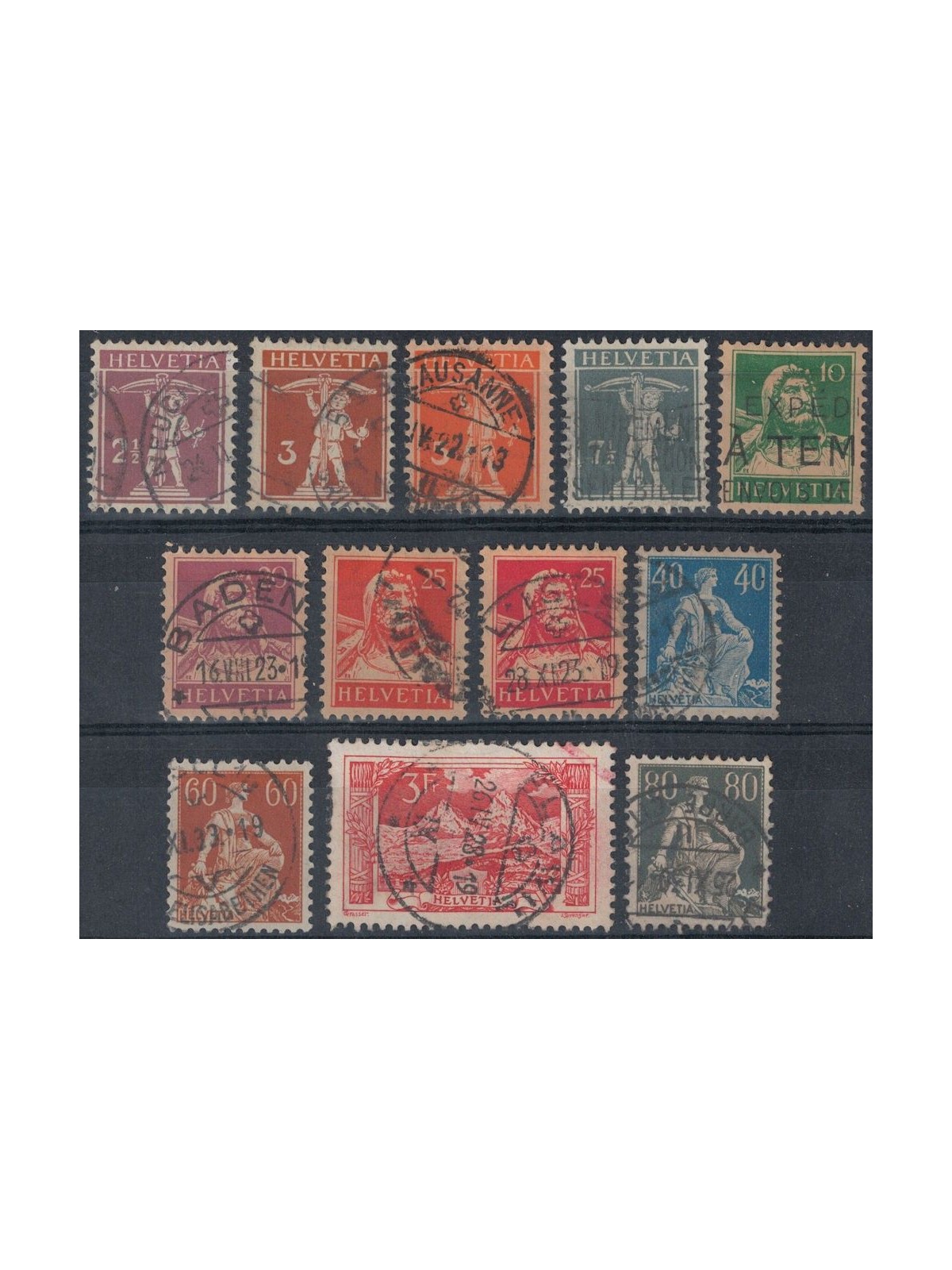 SWITZERLAND 1916-22 Various subjects 12v used