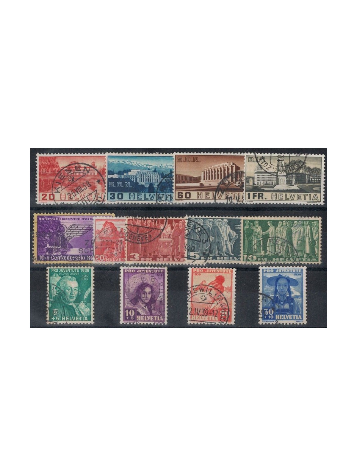 SWITZERLAND 1938 Complete year 13v used