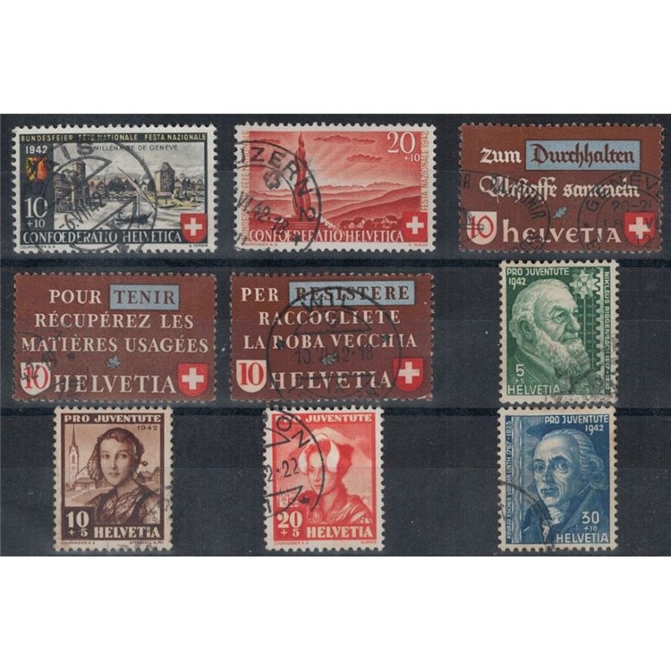 SWITZERLAND 1942 Complete year 9v used