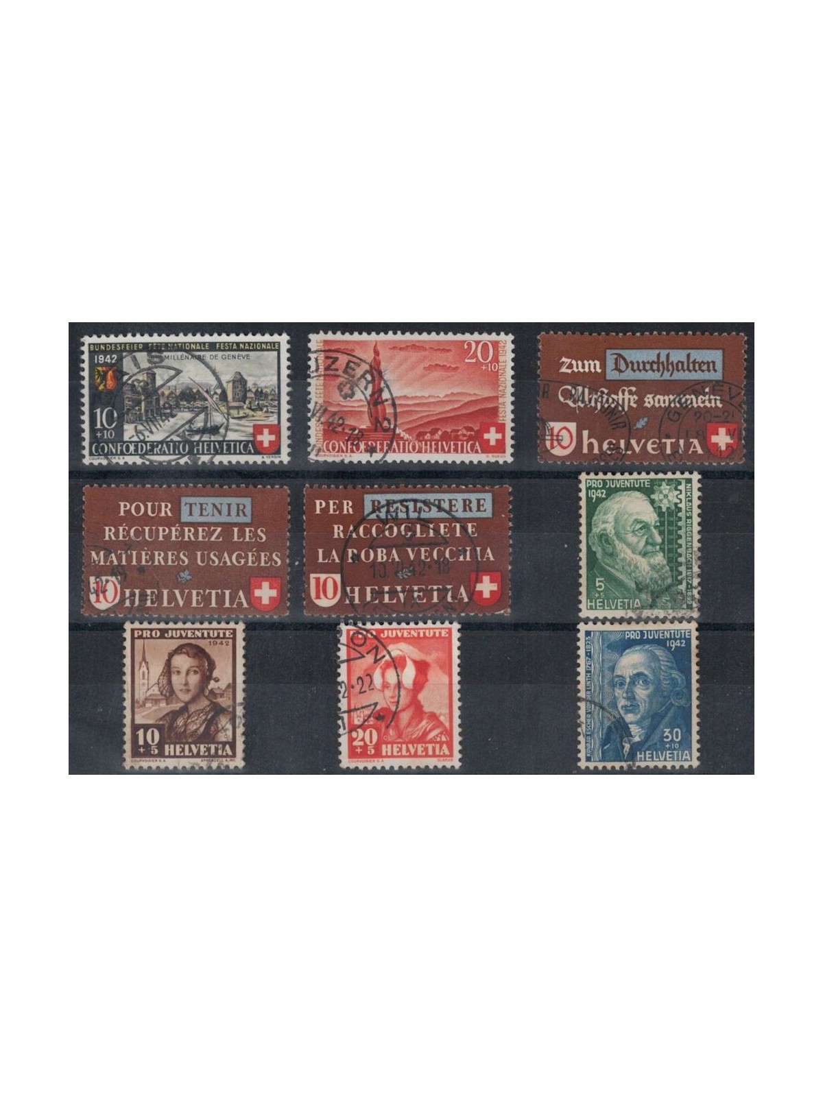 SWITZERLAND 1942 Complete year 9v used