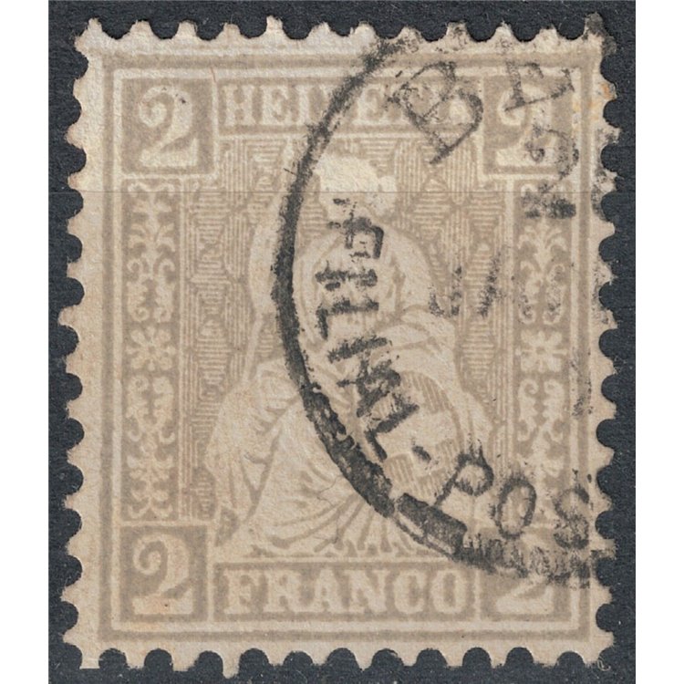 SVIZZERA 1862 Helvetia seduta 2 centesimi grigio us