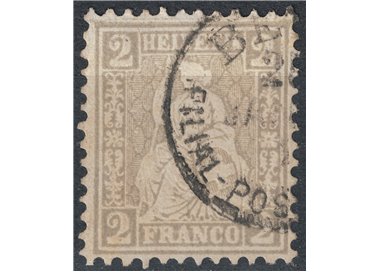 SVIZZERA 1862 Helvetia seduta 2 centesimi grigio us