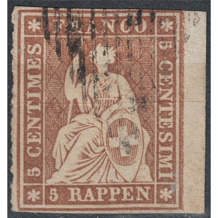 SWITZERLAND 1854-62 Helvetia sitting 5r brown us