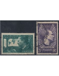 FRANCE 1937 In memory of the aviator Jean Mermoz 2v us