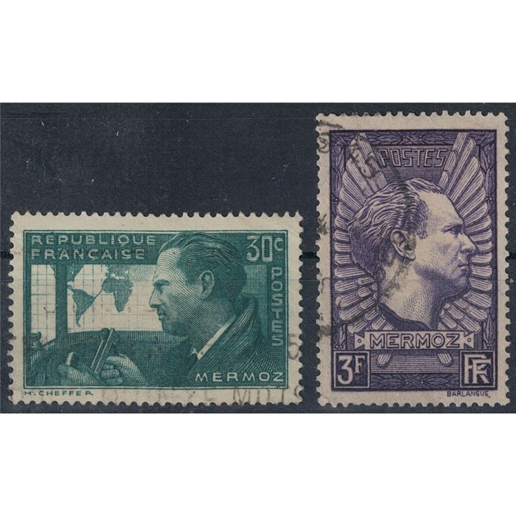 FRANCIA 1937 A ricordo dell'aviatore Jean Mermoz 2v us