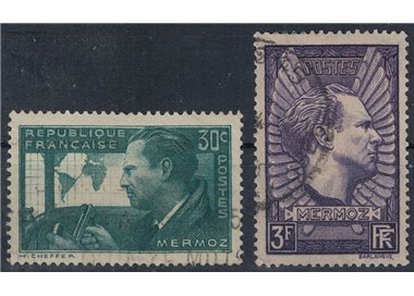 FRANCE 1937 In memory of the aviator Jean Mermoz 2v us
