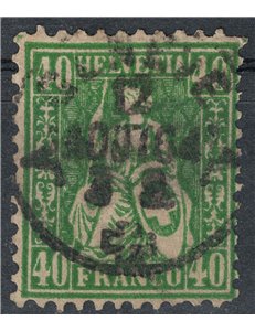 SVIZZERA 1862 Helvetia seduta 40 centesimi verde us