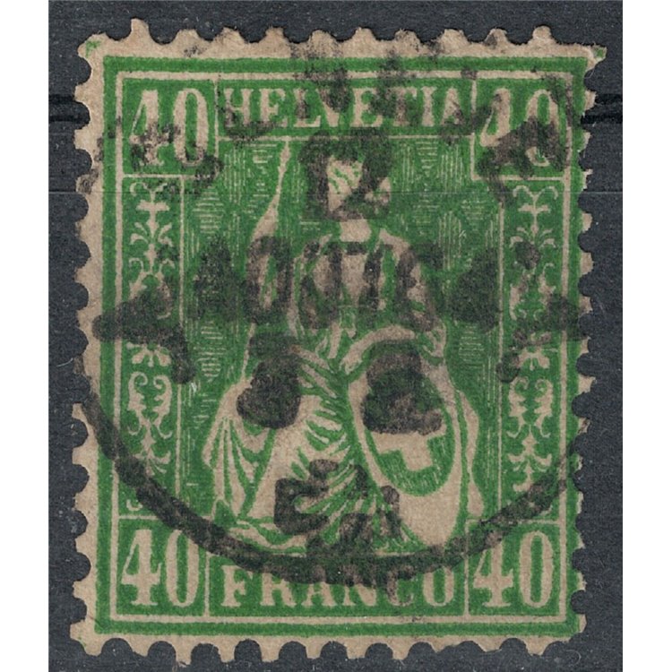 SVIZZERA 1862 Helvetia seduta 40 centesimi verde us