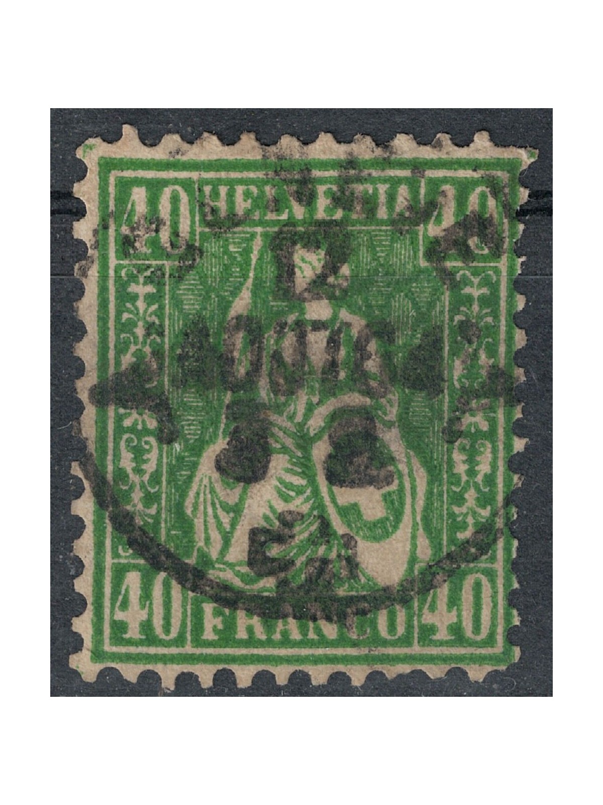 SWITZERLAND 1862 Helvetia sitting 40 cents green us