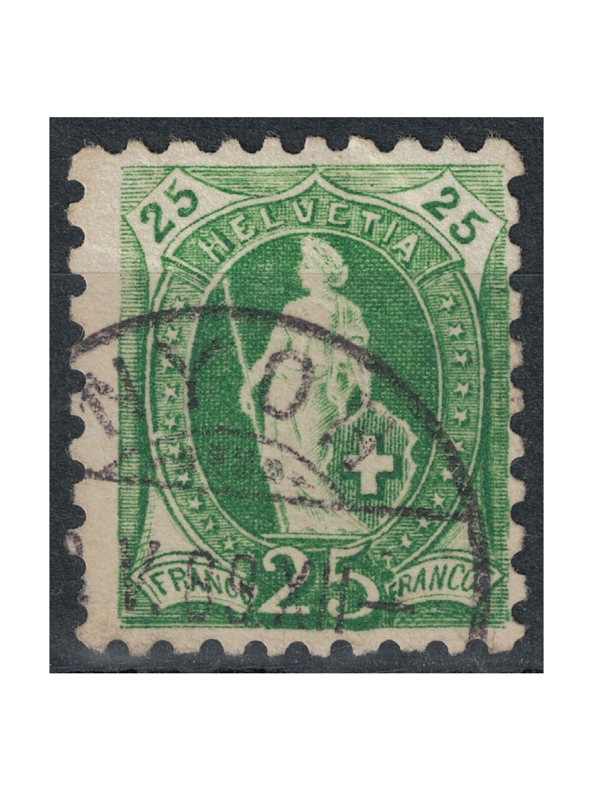 SWITZERLAND 1888 Helvetia standing 25c green us