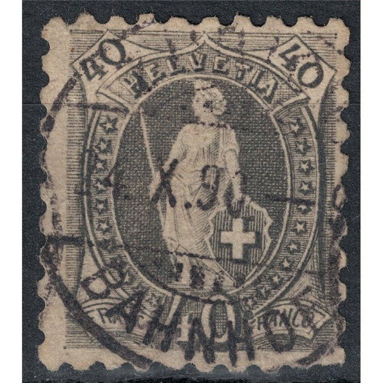 SVIZZERA 1888 Helvetia in piedi 40c grigio us