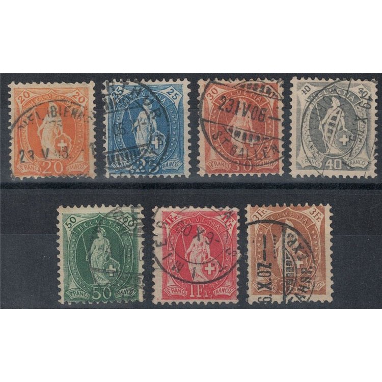 SWITZERLAND 1905-06 Helvetia standing 7v us