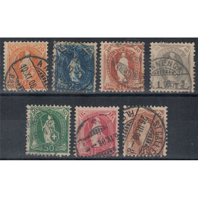 SWITZERLAND 1907 Helvetia standing 7v us